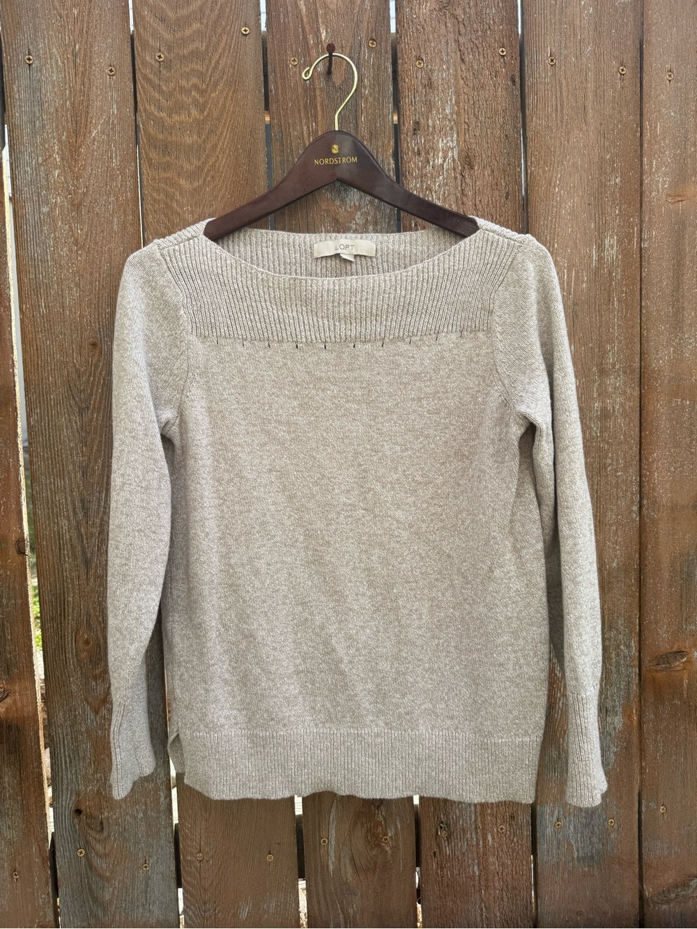 LOFT Women’s Tan Heather Crewneck Cotton Sweater Size XS